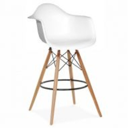 Стул барный Тауэр Вуд Eames, дерево бук, пластик, цвет белый