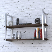 Полка PL-2-16 Loft Design Орех Модена длина полки 112 см Серебристый Полка PL-2-16 Loft Design Орех Модена длина полки 112 см Серебристый