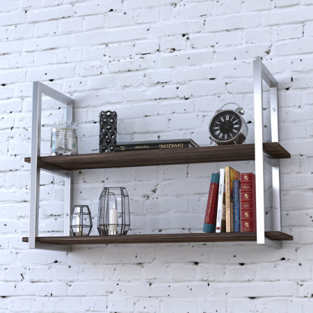 Полка PL-2-16 Loft Design Орех Модена длина полки 92 см Серебристый