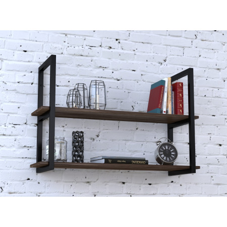Полка PL-2-18 Loft Design Орех Модена длина полки 92 см Чёрный металл
