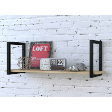 Полка PL-1-18 Loft Design Дуб Борас длина полки 112 см Чёрный металл