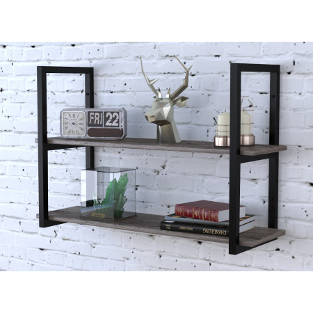 Полка PL-2-18 Loft Design Дуб Палена длина полки 112 см Чёрный металл