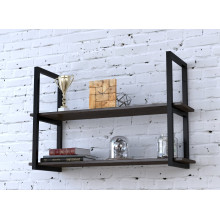 Полка PL-2-18 Loft Design Венге Корсика длина полки 112 см Чёрный металл Полка PL-2-18 Loft Design Венге Корсика длина полки 112 см Чёрный металл